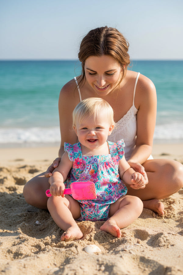 Floral swimsuit on a white background