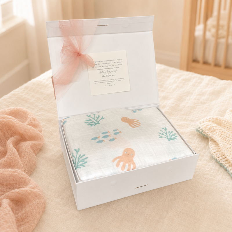 Swaddle Muslin Blanket: Under the Sea, Girl Newborn Gift - The Palm Beach Baby