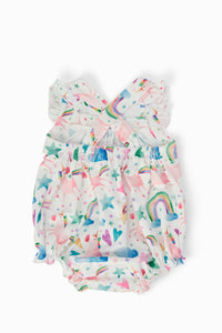 Unicorn Kisses Ruffle Cross Back Romper - The Palm Beach Baby Mila & Rose ®