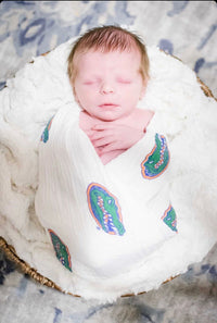 University of Florida Gators Muslin Swaddle Blanket – Soft Breathable Baby Blanket – Officially Licensed UF - The Palm Beach Baby
