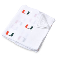 University of Miami Hurricanes Muslin Swaddle Blanket – Soft Breathable Baby Blanket – Officially Licensed The U Newborn Gift - The Palm Beach Baby