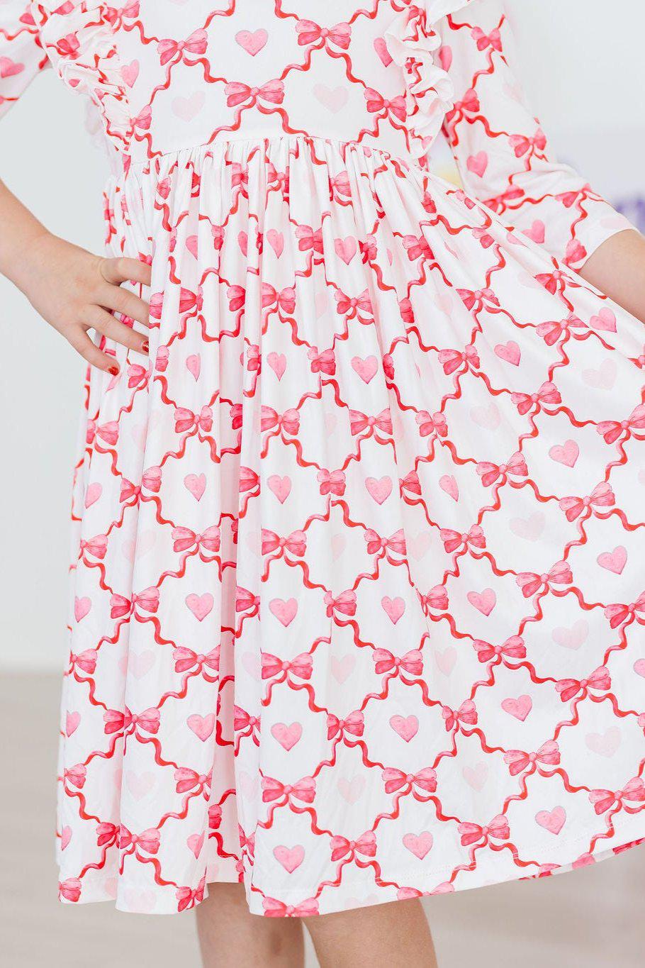 Lovebug 3/4 Sleeve Ruffle Twirl Dress for Girls - The Palm Beach Baby Mila & Rose ®