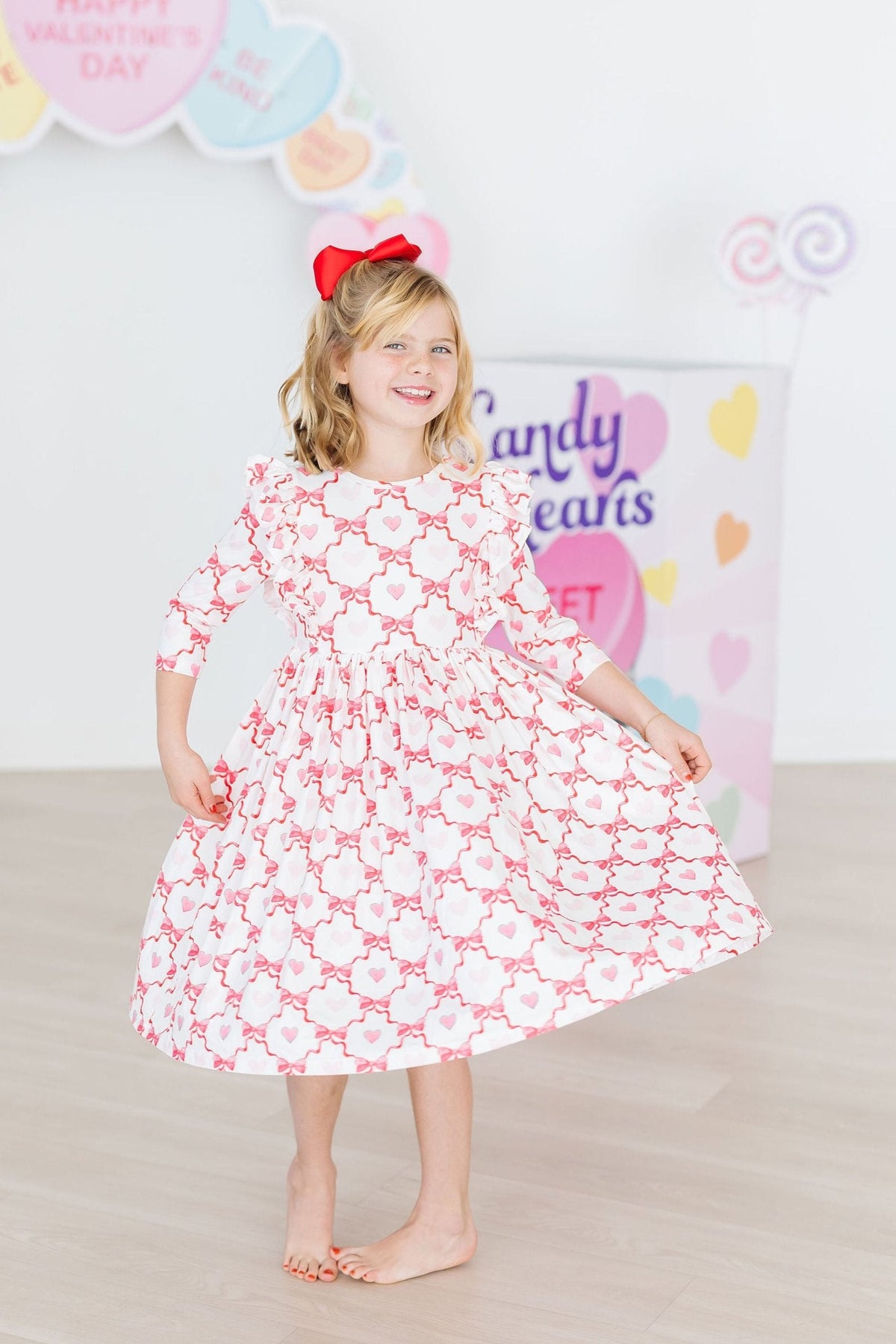 Lovebug 3/4 Sleeve Ruffle Twirl Dress for Girls - The Palm Beach Baby Mila & Rose ®