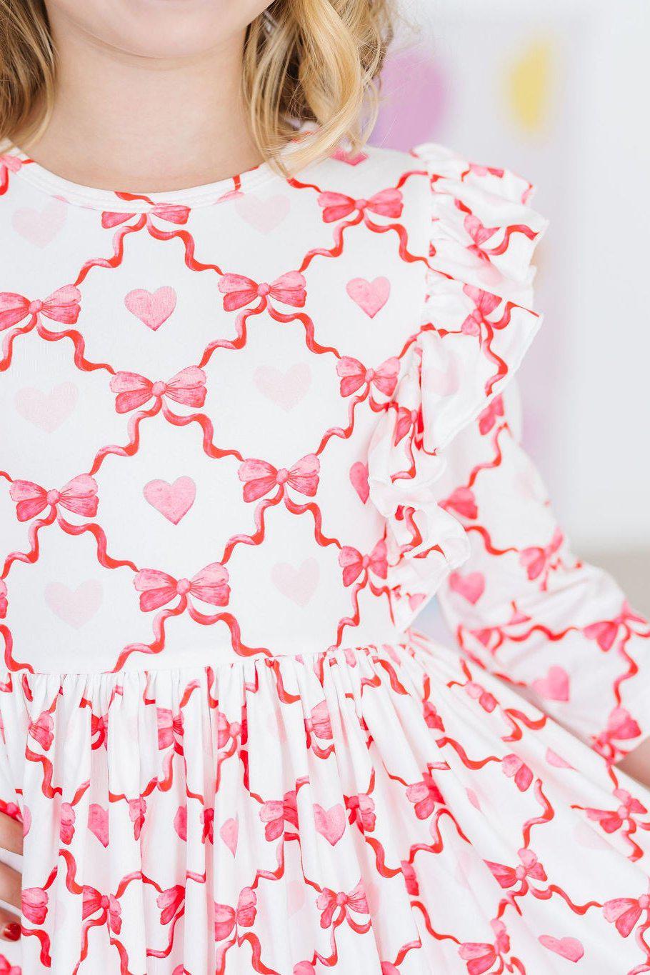 Lovebug 3/4 Sleeve Ruffle Twirl Dress for Girls - The Palm Beach Baby Mila & Rose ®