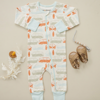 GOTS Certified Organic Cotton Zippy - Vintage Busses - The Palm Beach Baby