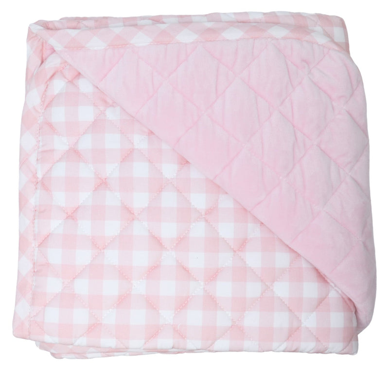 Goosewaddle® Super Soft Play Mats - Cotton and Super Soft Quilted reversible play mat showcasing pink gingham pattern, ideal for nurturing playtime for children.