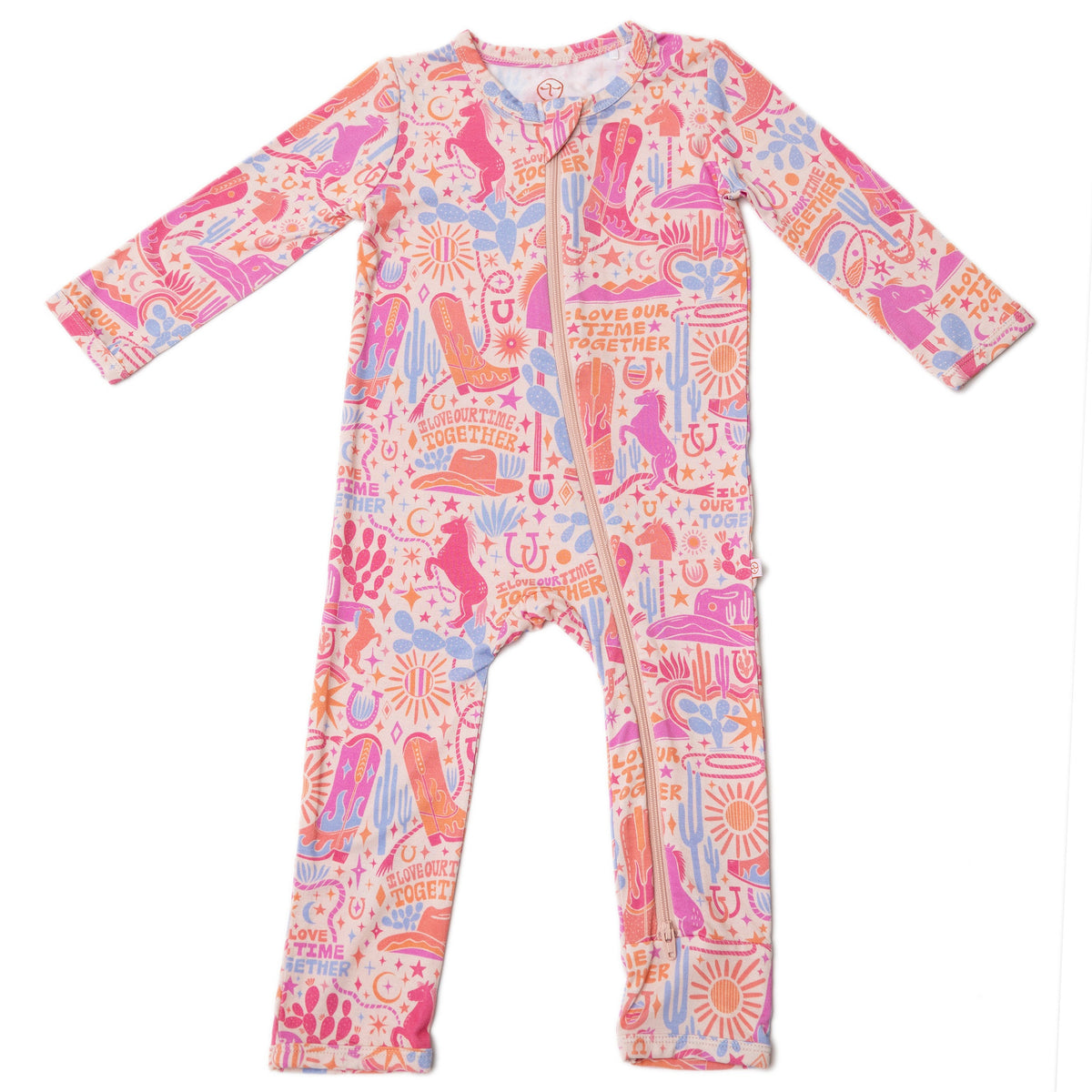 A beautiful setup featuring the Second-Skin Footless Romper | Saddle Up Western Themed highlighting its quality and softness, making it the perfect bamboo baby romper.