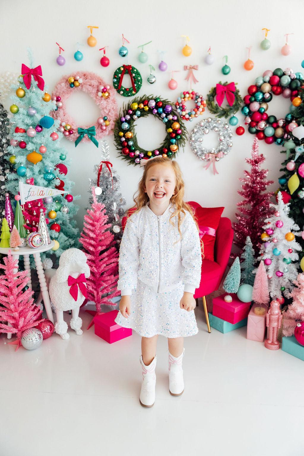 White Velvet Sequin Jacket for Girls - The Palm Beach Baby Mila & Rose ®