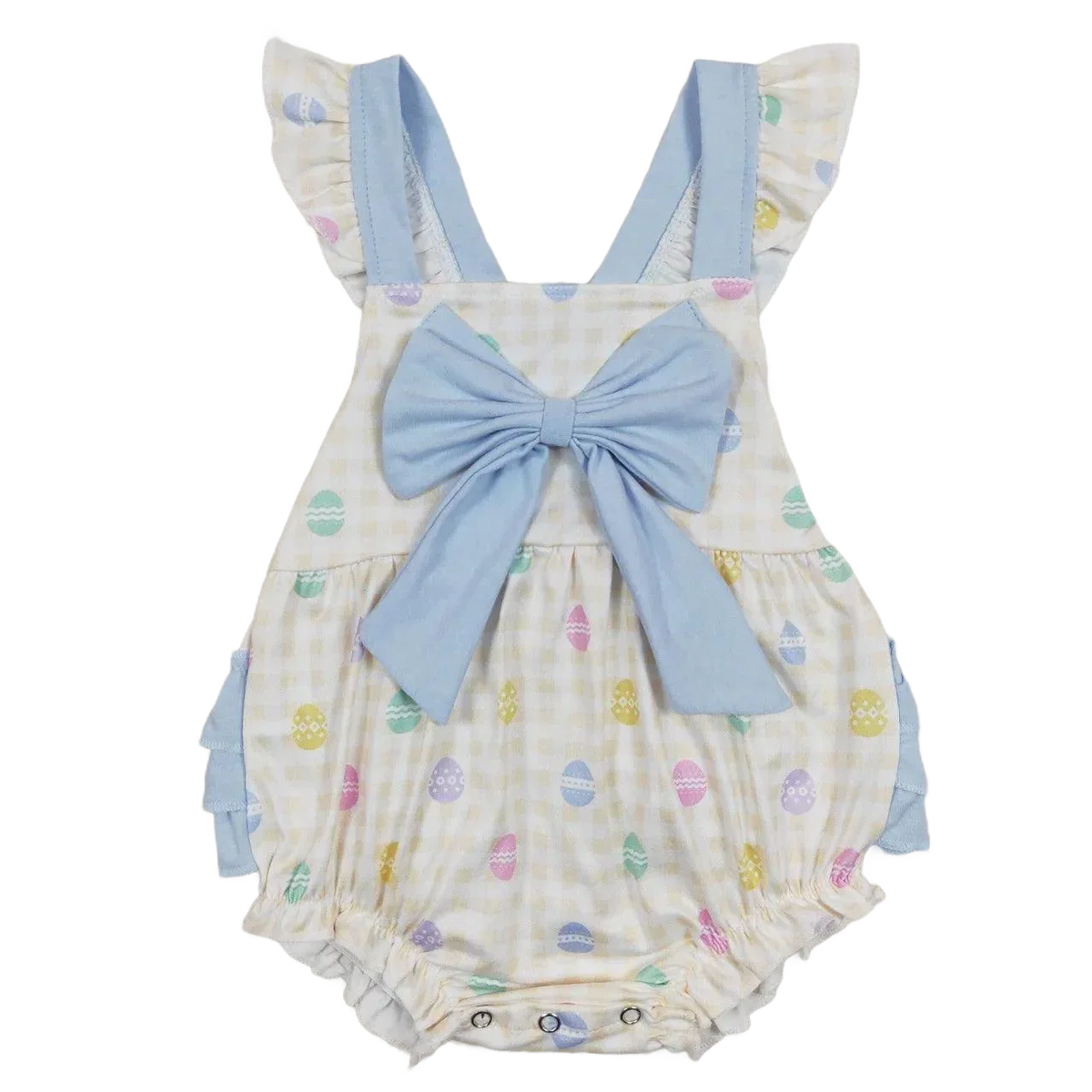 "Egg-ceptional" Adorable Boho Baby Ruffled Romper with Egg Print for Newborns to 24 Months - The Palm Beach Baby
