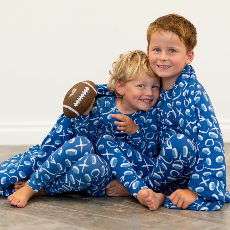 Blue Football Playbook- Big Kid Pajama - The Palm Beach Baby