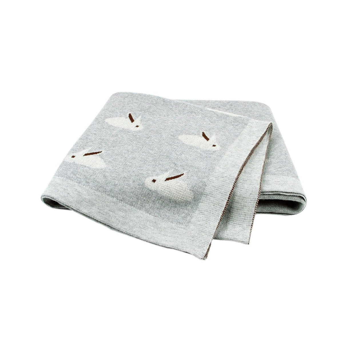 Light gray animal baby blankets for babies with white bunny patterns soft and cozy