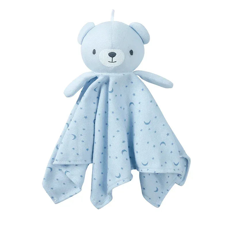 blue anti-kick baby sleeping gown for newborns with star and moon pattern and teddy bear head
