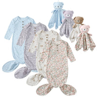 Baby clothes anti-kick baby sleeping gown for newborns with long sleeves in blue floral and bear prints