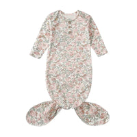 floral pink and gray anti-kick baby sleeping gown with long sleeves for newborns
