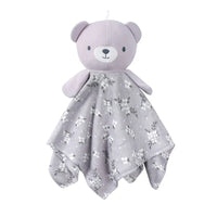 Gray floral anti-kick baby sleeping gown with plush bear head for newborns