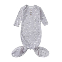 gray floral anti-kick baby sleeping gown with long sleeves for newborns