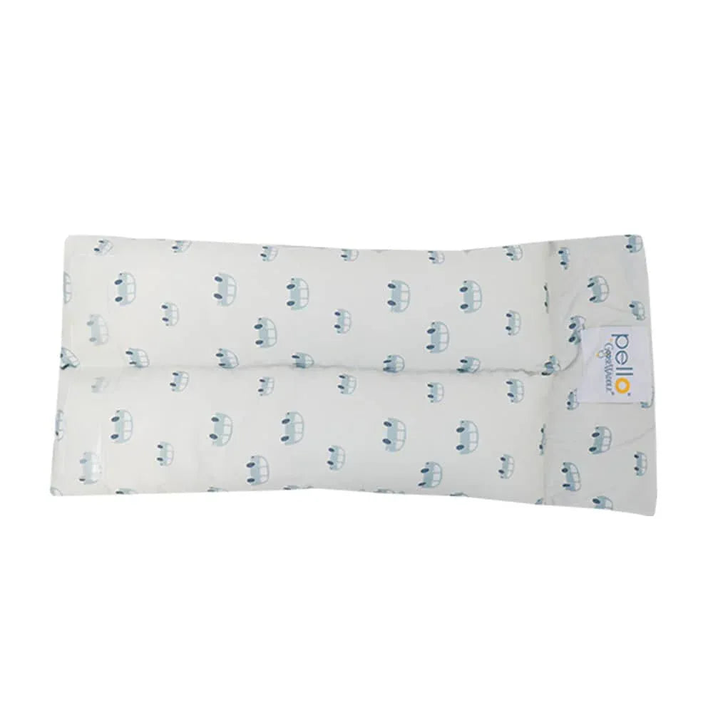 Goosewaddle white arm pillow with blue car prints, nursing pillow for newborns
