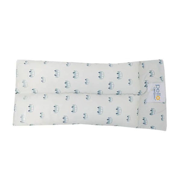 Goosewaddle white arm pillow with blue car prints, nursing pillow for newborns