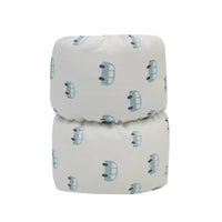 Goosewaddle white arm pillow nursing pillow for newborns with blue car pattern design