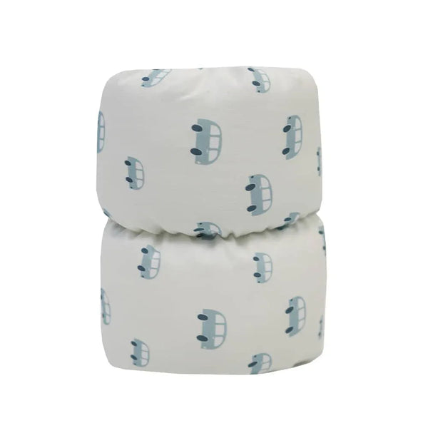 Goosewaddle white arm pillow nursing pillow for newborns with blue car pattern design