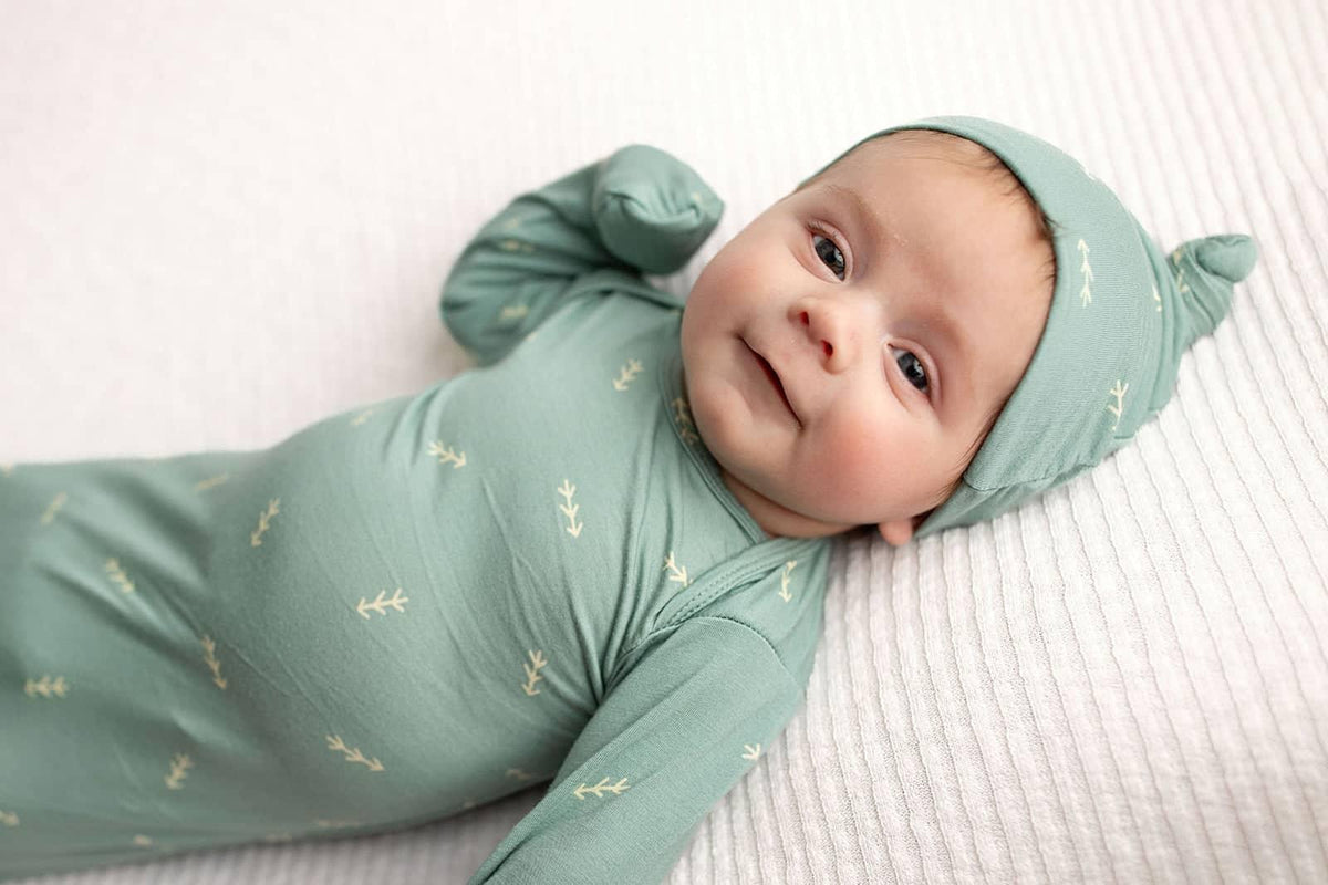 Three Little Tots Arrow Knotted Newborn Gown - Soft & Cozy - The Palm Beach Baby