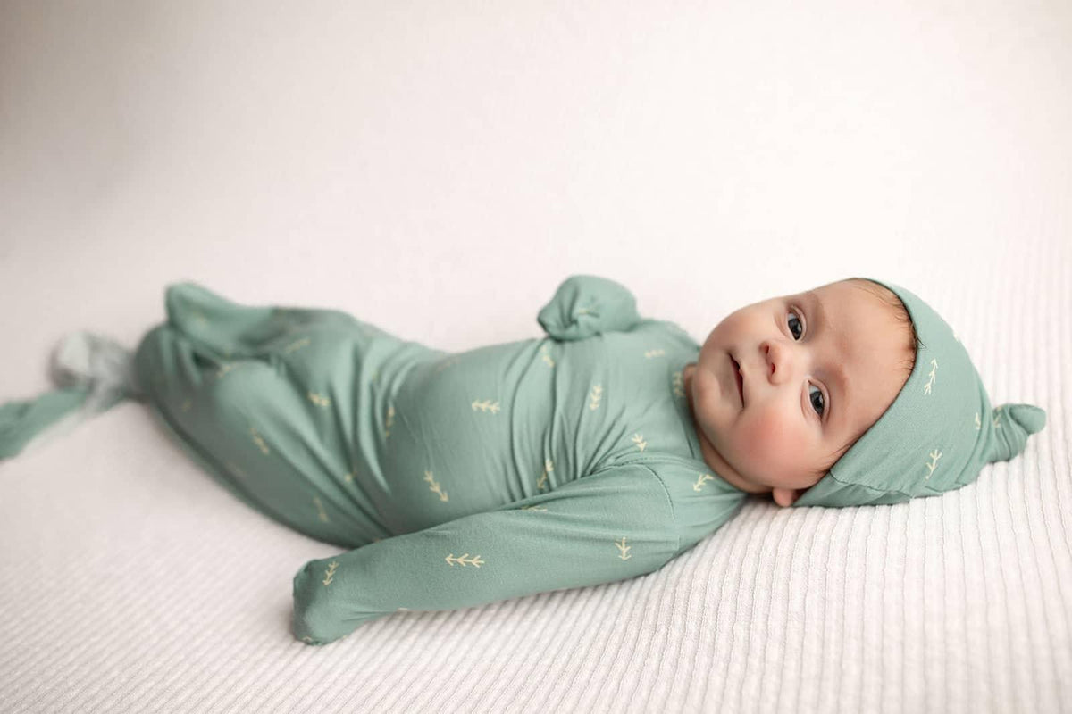 Three Little Tots Arrow Knotted Newborn Gown - Soft & Cozy - The Palm Beach Baby