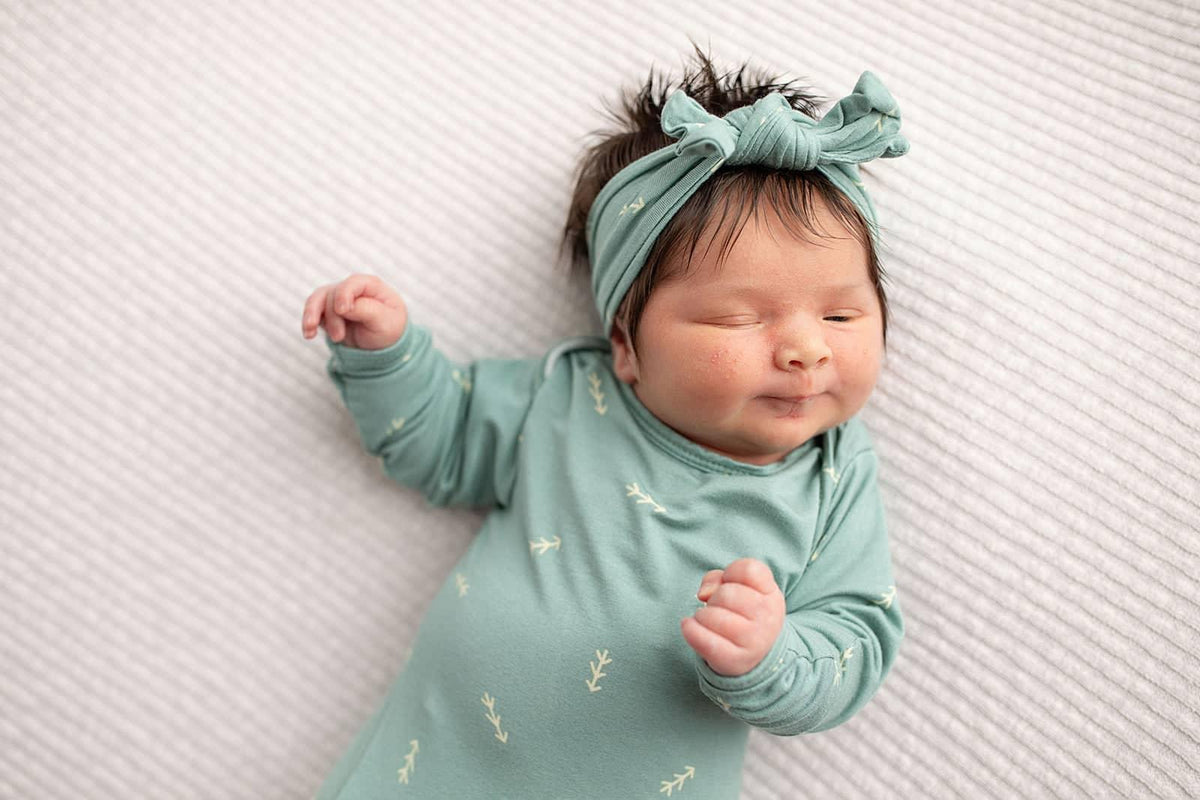 Three Little Tots Arrow Knotted Newborn Gown - Soft & Cozy - The Palm Beach Baby