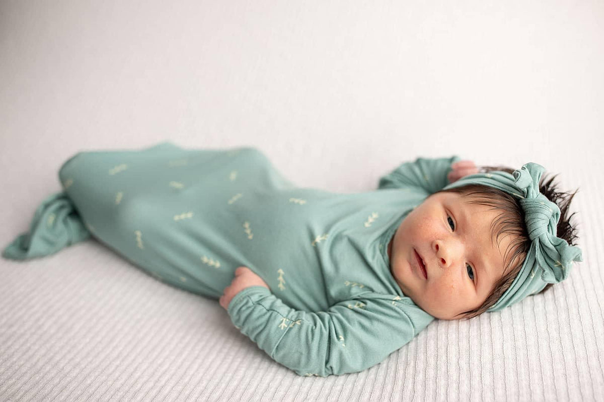 Three Little Tots Arrow Knotted Newborn Gown - Soft & Cozy - The Palm Beach Baby