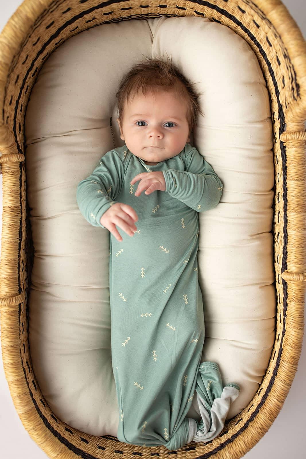 Three Little Tots Arrow Knotted Newborn Gown - Soft & Cozy - The Palm Beach Baby