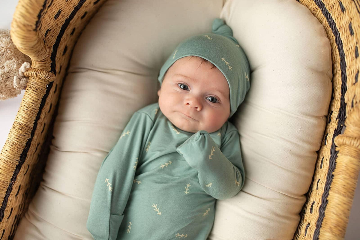 Three Little Tots Arrow Knotted Newborn Gown - Soft & Cozy - The Palm Beach Baby