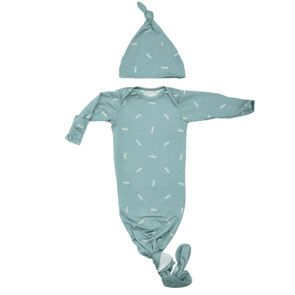 Three Little Tots Arrow Knotted Newborn Gown - Soft & Cozy - The Palm Beach Baby