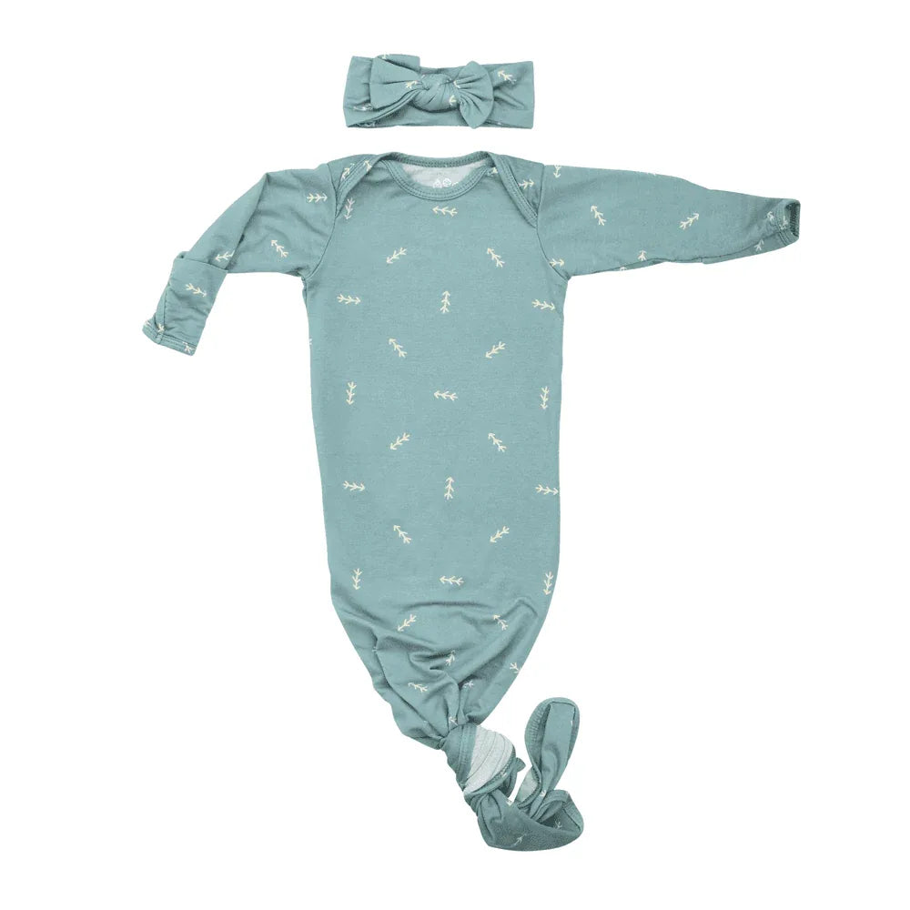 Three Little Tots Arrow Knotted Newborn Gown - Soft & Cozy - The Palm Beach Baby