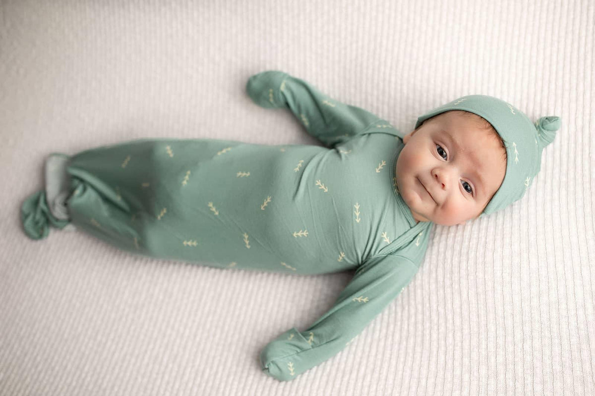 Three Little Tots Arrow Knotted Newborn Gown - Soft & Cozy - The Palm Beach Baby