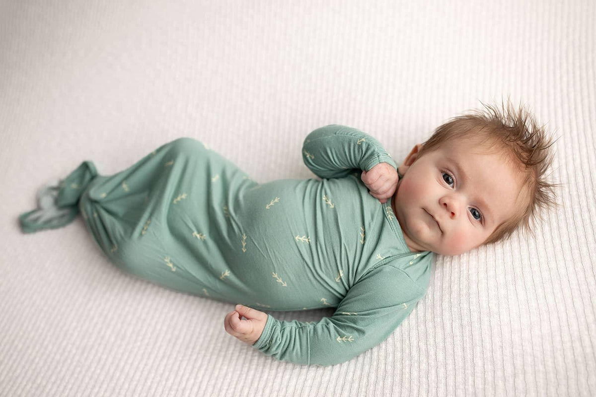 Three Little Tots Arrow Knotted Newborn Gown - Soft & Cozy - The Palm Beach Baby