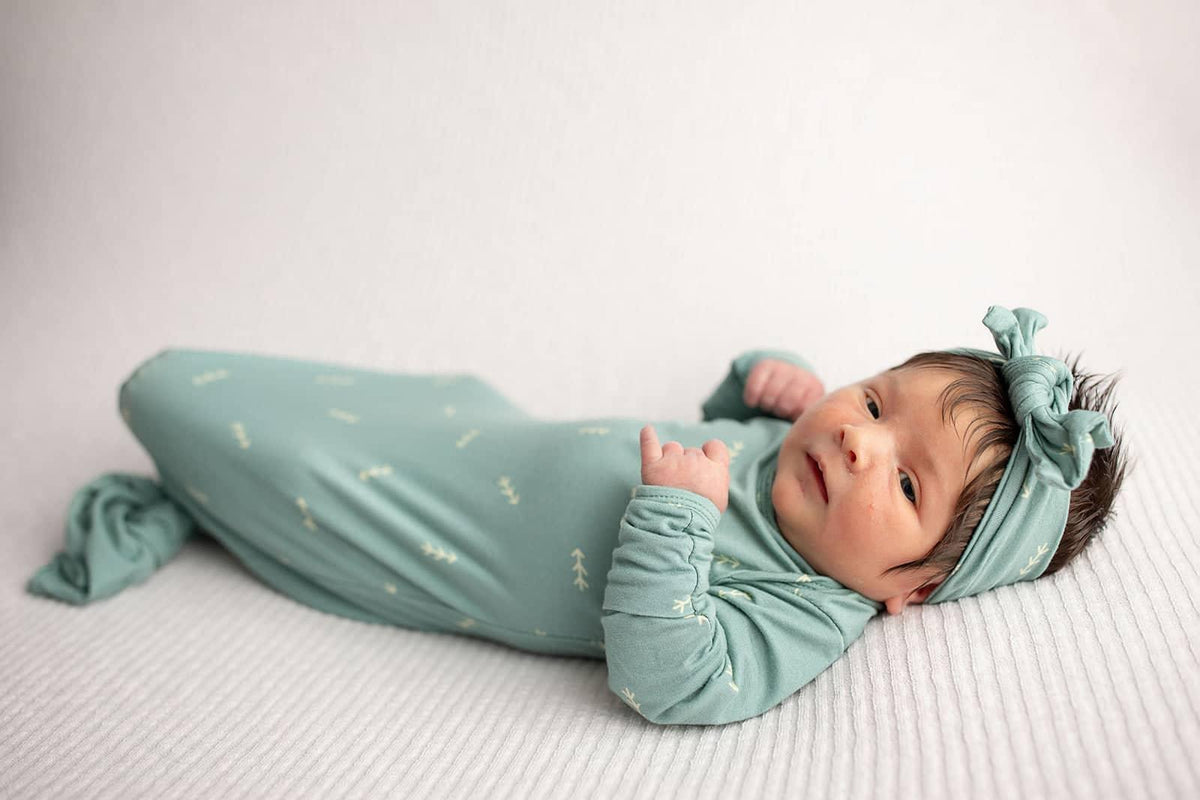 Three Little Tots Arrow Knotted Newborn Gown - Soft & Cozy - The Palm Beach Baby