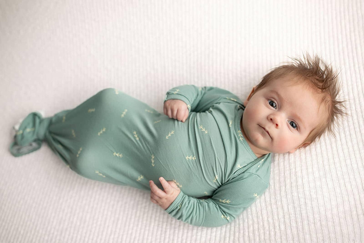 Three Little Tots Arrow Knotted Newborn Gown - Soft & Cozy - The Palm Beach Baby