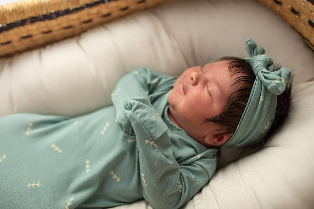Three Little Tots Arrow Knotted Newborn Gown - Soft & Cozy - The Palm Beach Baby
