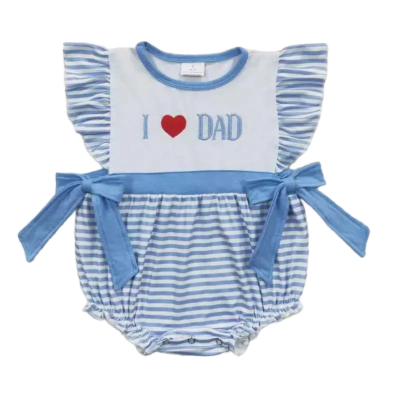 "I Love Dad" Baby Romper for Summer - Cute Bows & Frilly Sleeves for Trendy Infants and Toddlers - The Palm Beach Baby