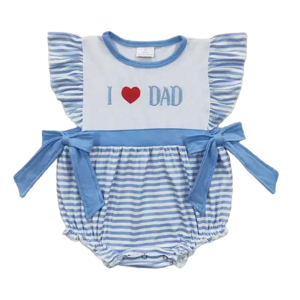 "I Love Dad" Baby Romper for Summer - Cute Bows & Frilly Sleeves for Trendy Infants and Toddlers - The Palm Beach Baby