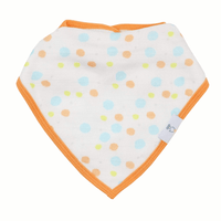 Goosewaddle baby bibs white with orange trim and pastel polka dots for newborns