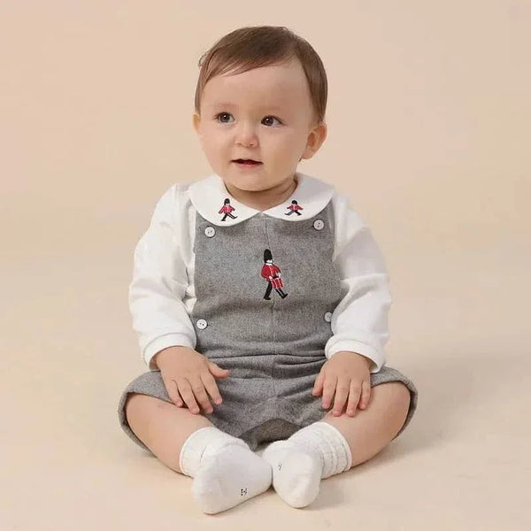 Baby Boy Soldier Romper Set with Embroidered Collar - The Palm Beach Baby