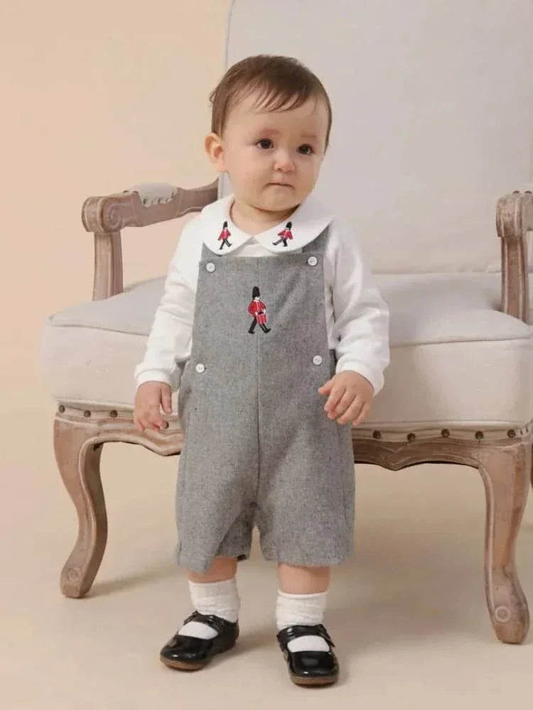 Baby Boy Soldier Romper Set with Embroidered Collar - The Palm Beach Baby