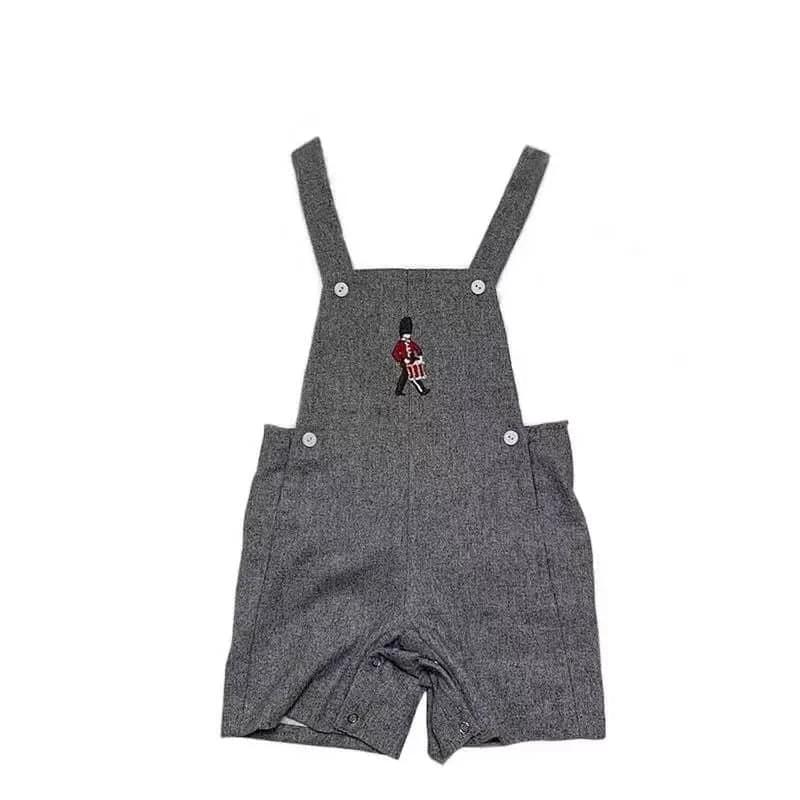 Baby Boy Soldier Romper Set with Embroidered Collar - The Palm Beach Baby