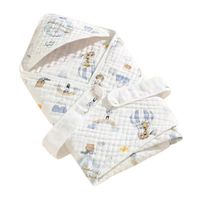 White baby envelope wrap with hot air balloon and rainbow print, soft fabric for newborns
