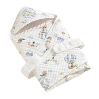 white baby envelope wrap with hot air balloon and animal print, lightweight and soft for newborns