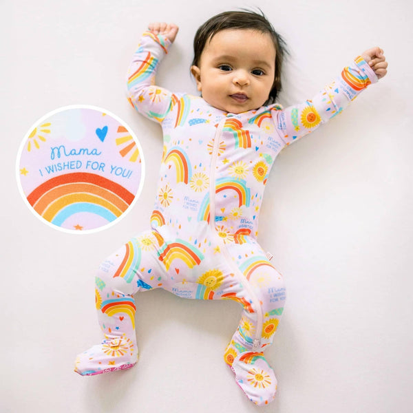 Raising Mama Baby Footie Pajamas Pink Rainbow Design - The Palm Beach Baby