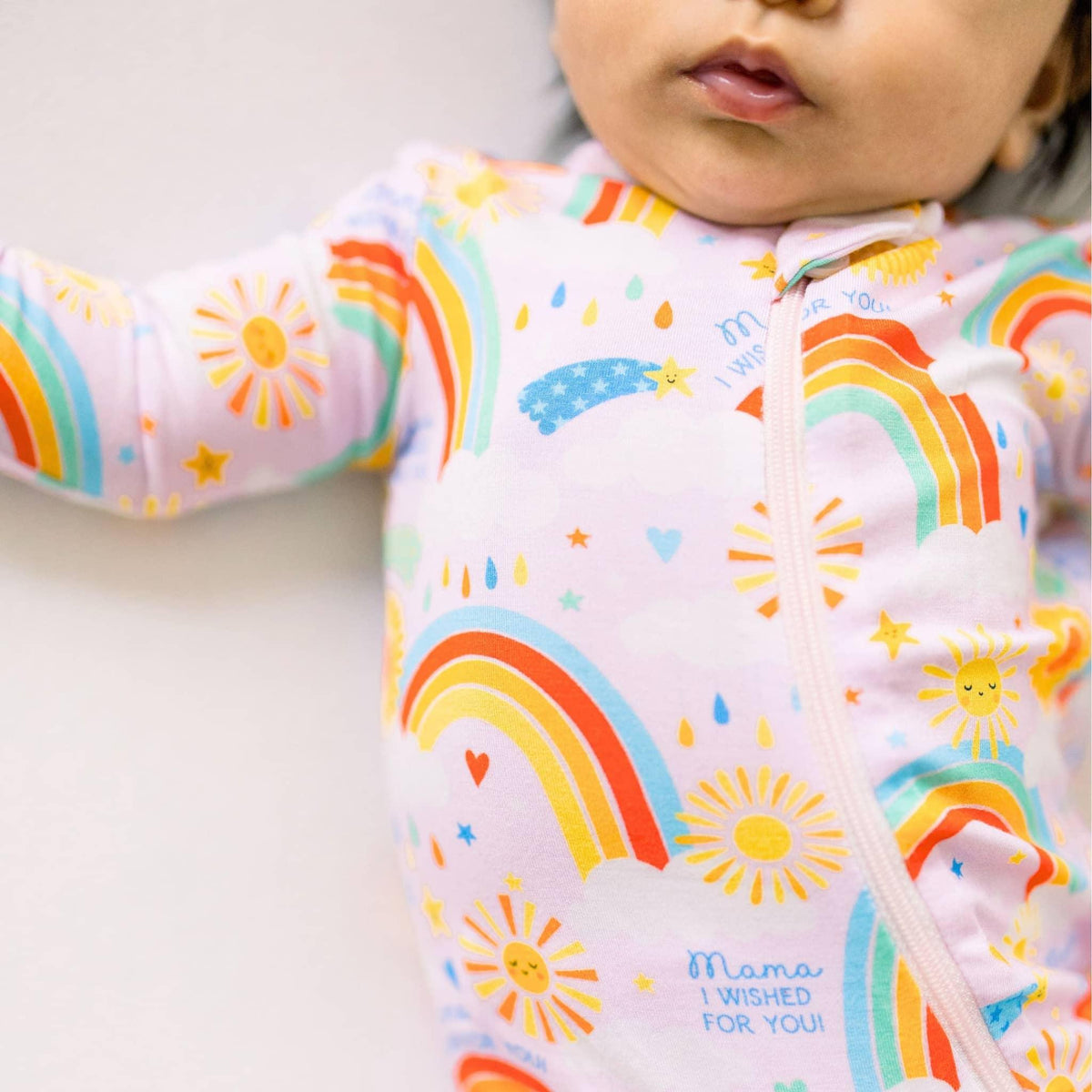 Raising Mama Baby Footie Pajamas Pink Rainbow Design - The Palm Beach Baby