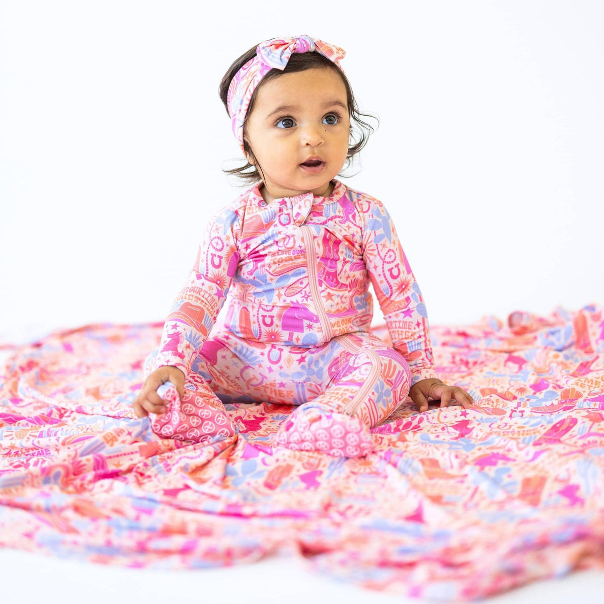 Raising Mama Baby Footie Pajamas Western Print Pink - The Palm Beach Baby