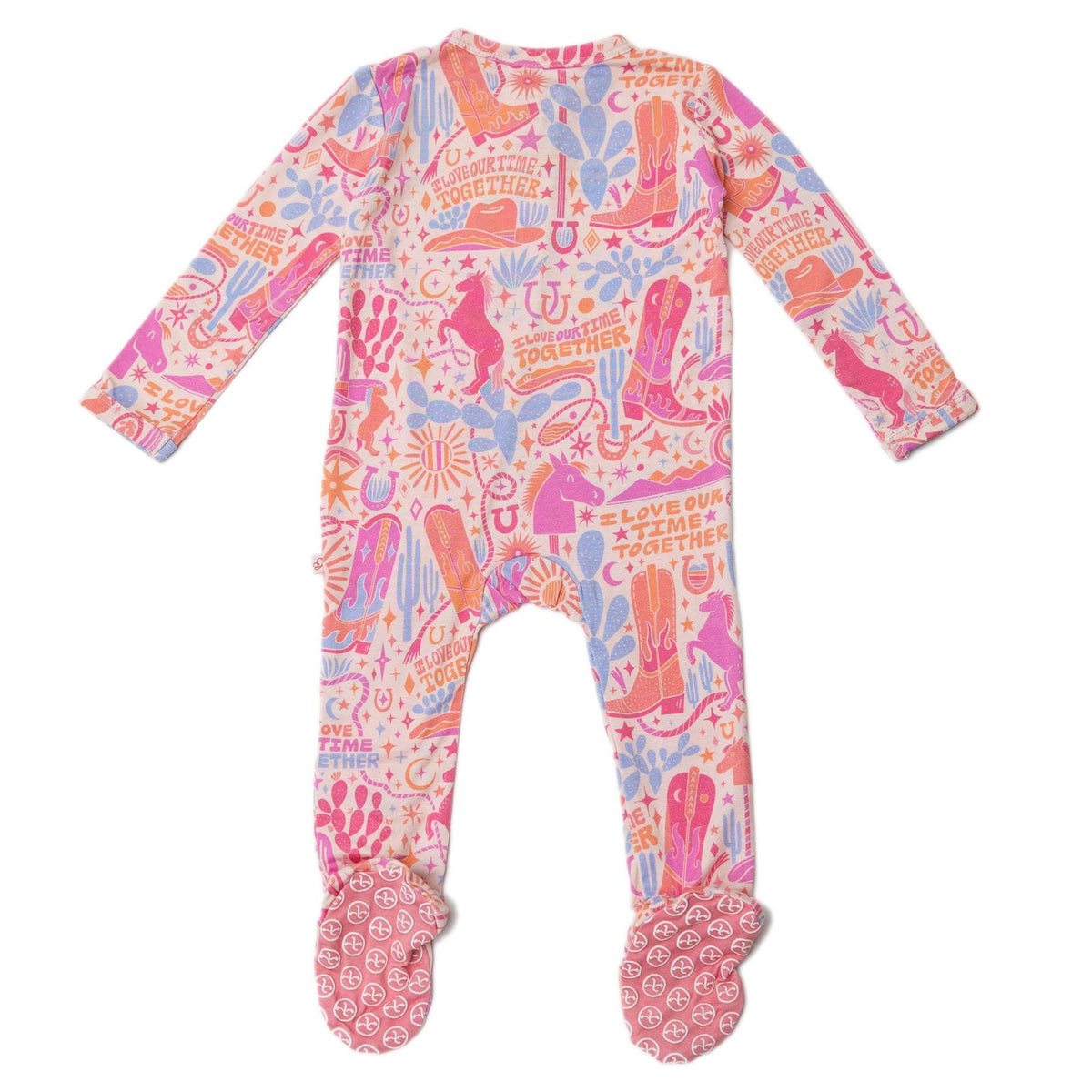 Raising Mama Baby Footie Pajamas Western Print Pink - The Palm Beach Baby