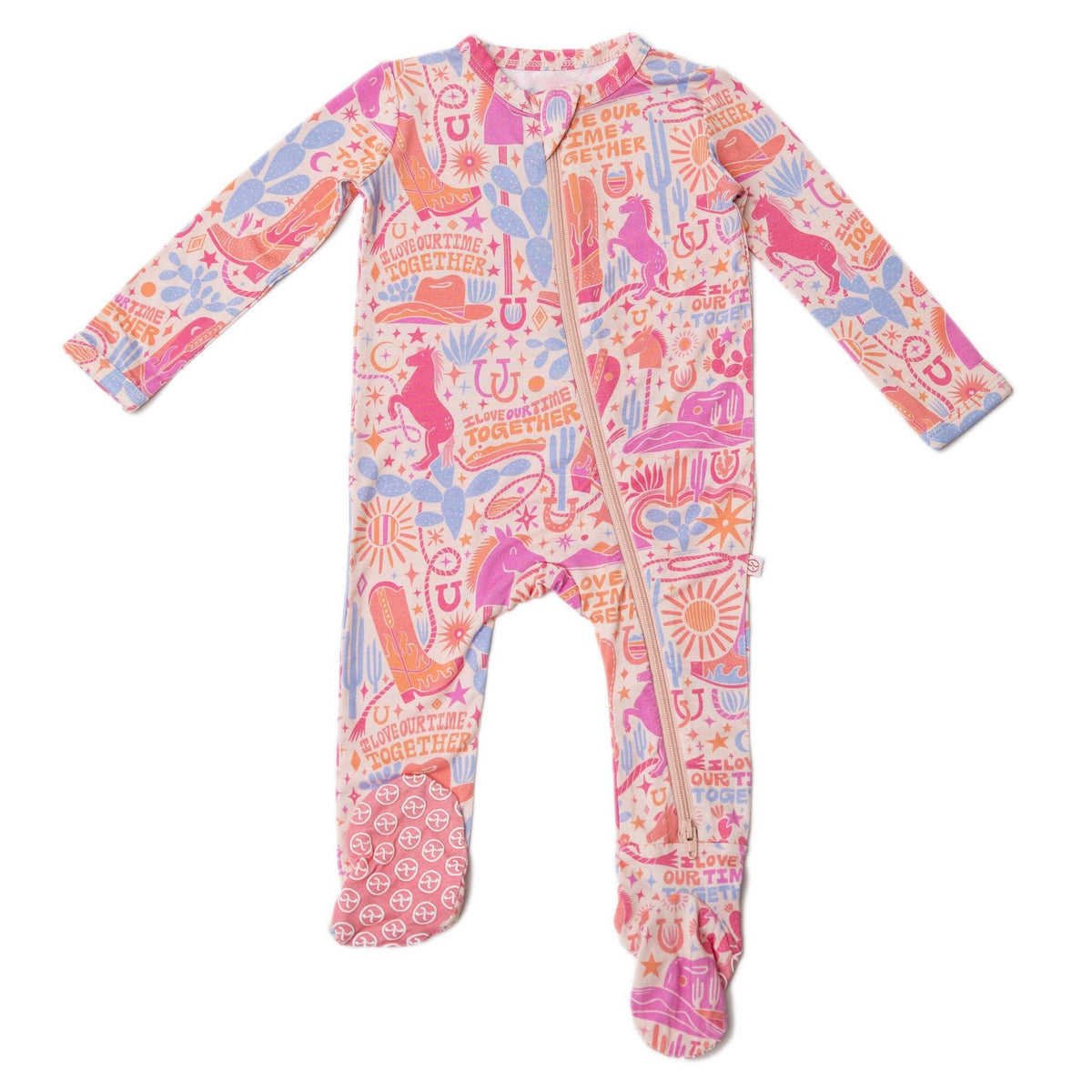 Raising Mama Baby Footie Pajamas Western Print Pink - The Palm Beach Baby